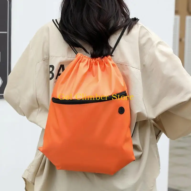 Q84C Drawstring Training Backpack Set with Front Zipper Pocket for Workout Clothing, Towels and General Gear Carry Use