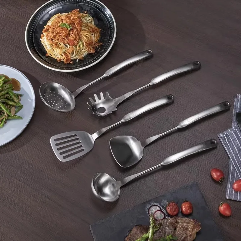18/10 Stainless Steel Kitchen Utensil Set Heavy Duty Spatula Ladle Skimmer for Cooking Non-Stick Cookware