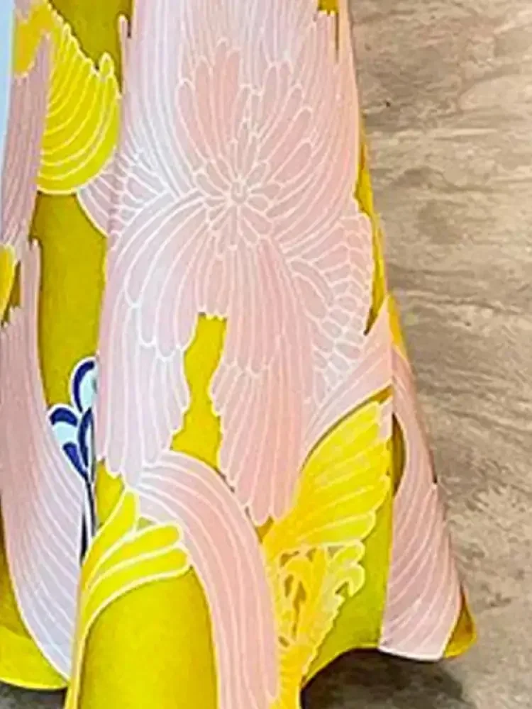 Lemongor 2025 New Female Elegant Party Evening Two Piece Sets Floral Printed Batwing Sleeve Blouses & High Waisted A-Line Skirts