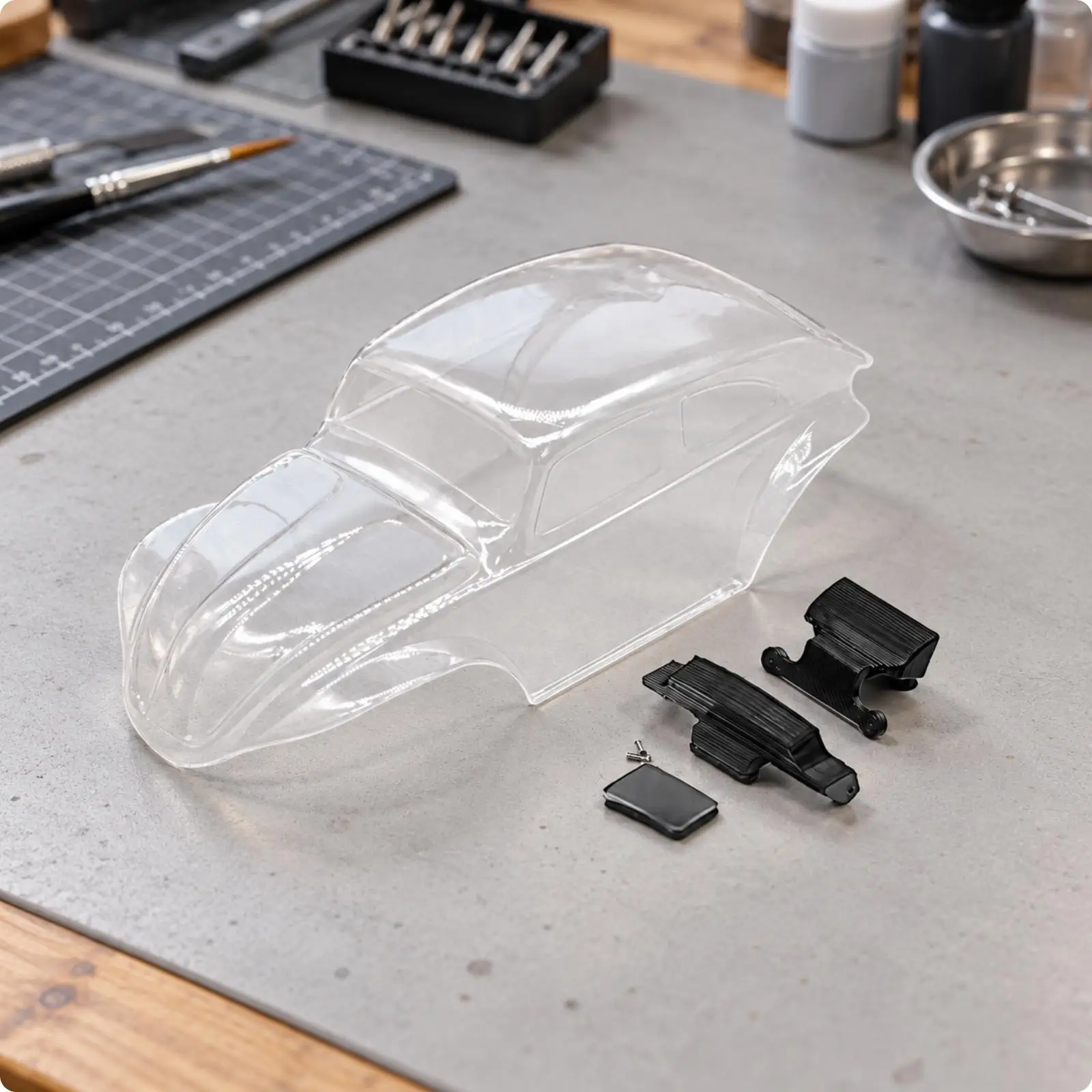 Clear RC Model Body Shell with Mounting Components Glossy Transparent RC Crawler Body Shell Molded Easy to Paint