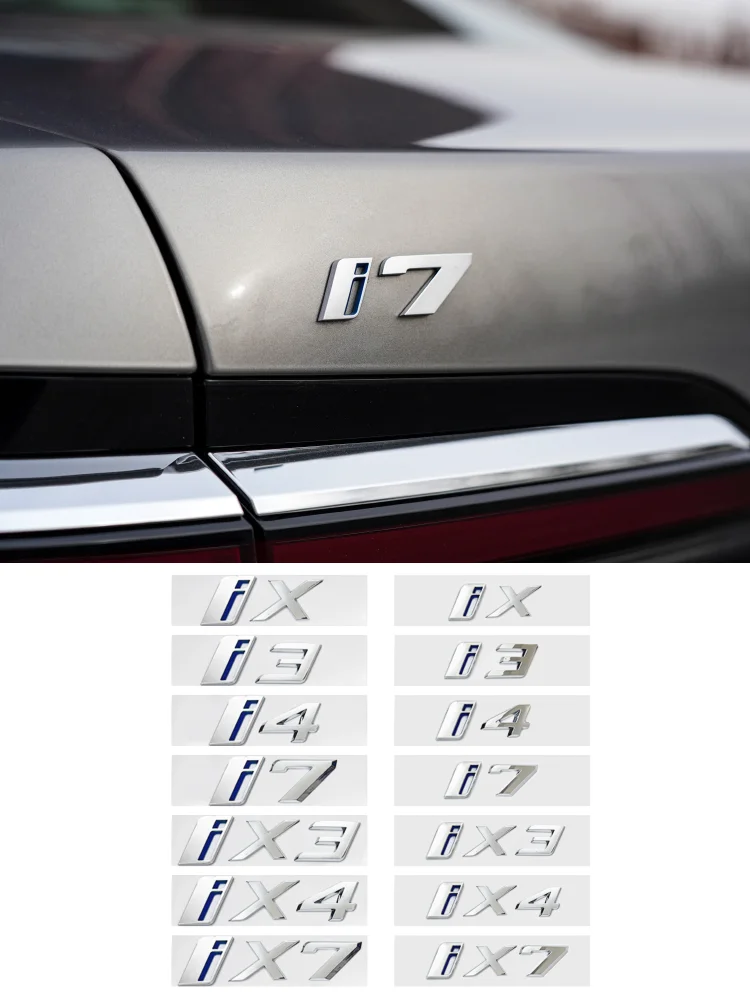 

New style ABS Letters iX i3 i4 i7 iX3 iX4 iX7 Glossy Silver Emblem for BMW X1 X3 X4 X5 X7 Car Rear Trunk Tail Styling Sticker