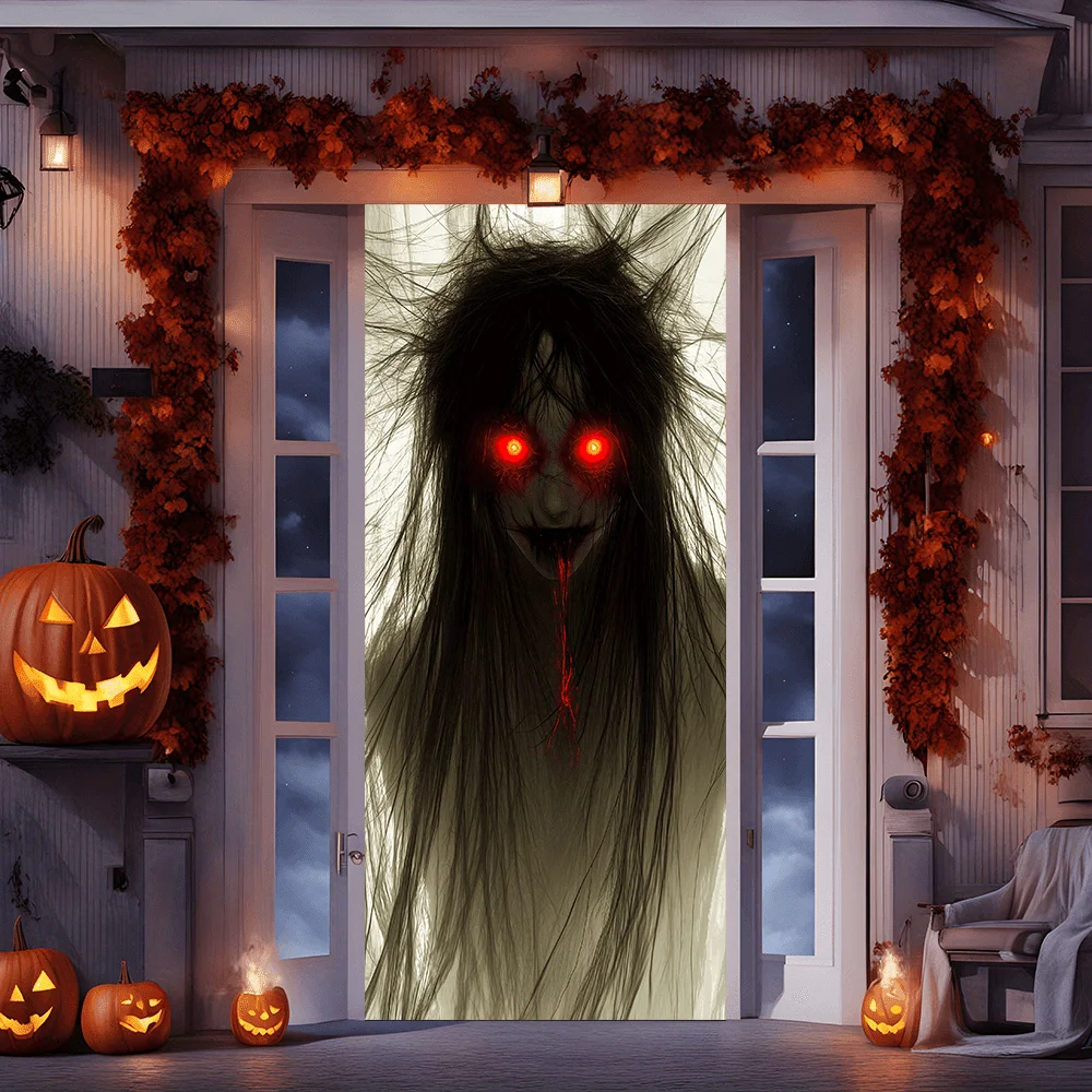 Türvorhang „Strange Monster“ – Banner mit erschreckender Atmosphäre, Polyesterfaser, Halloween-Dekoration für drinnen und draußen