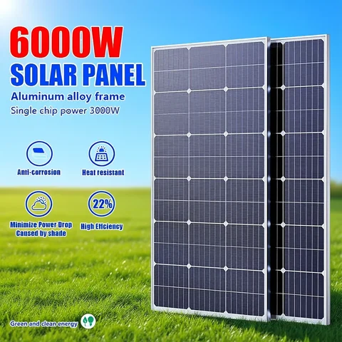Panel Solar Kit 6000W/3000W High-Power Solar Panel Kit, Suitable for Outdoor Activities and Homes Camping and RV Off Grid Living
