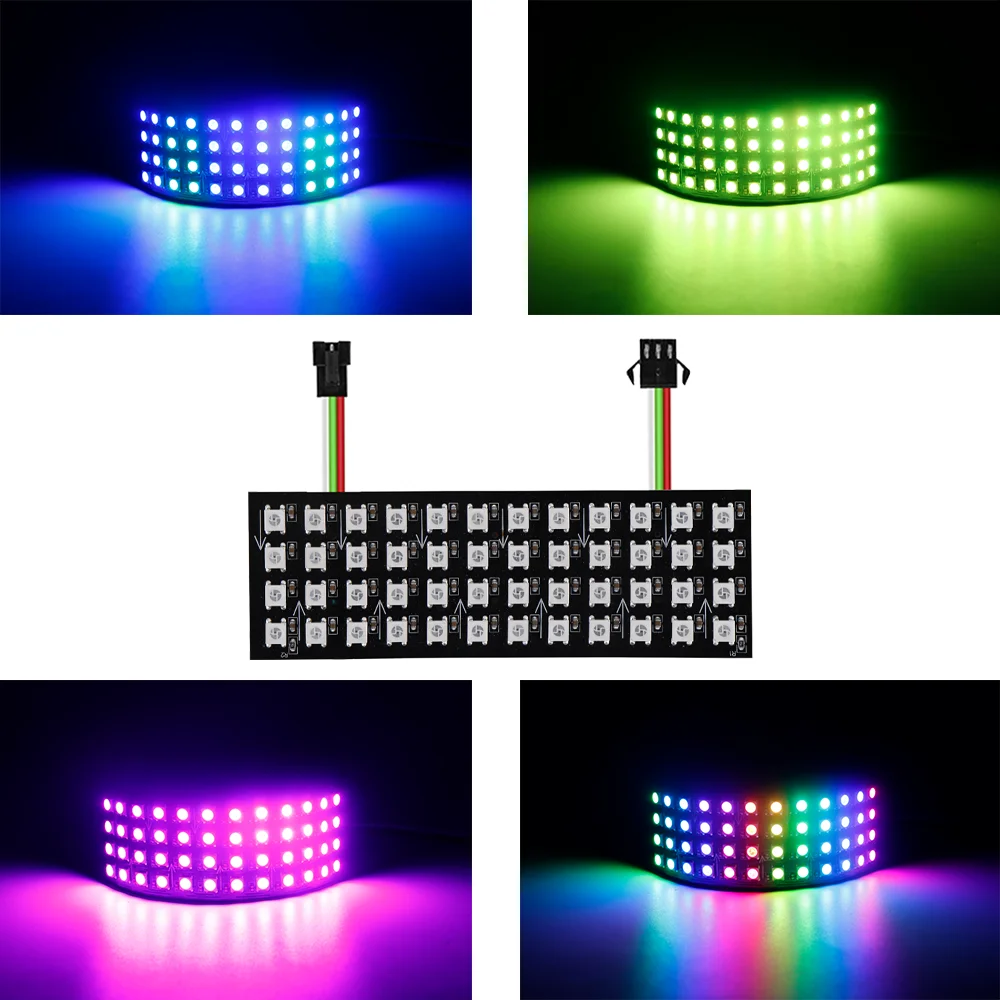 Panneau de Pixels LED WS2812, Matrice Flexible, 48Pixels, RVB, Polychrome, IC 4x12, Adressable, DC 5V