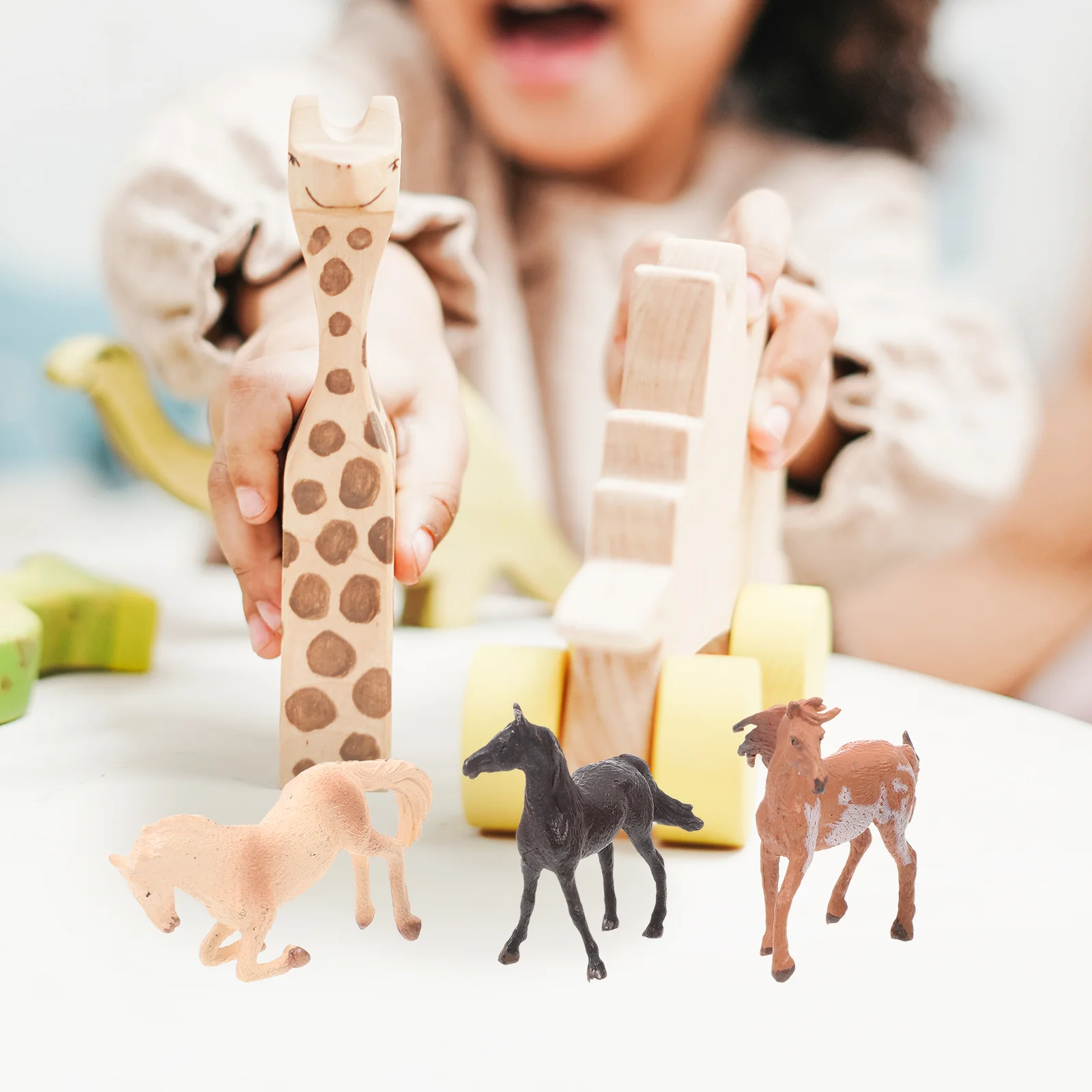 Figurines de cheval résistantes à l'usure pour enfants, accessoires d'apprentissage d'animaux, jouets pour enfants, mini fournitures, 12 pièces