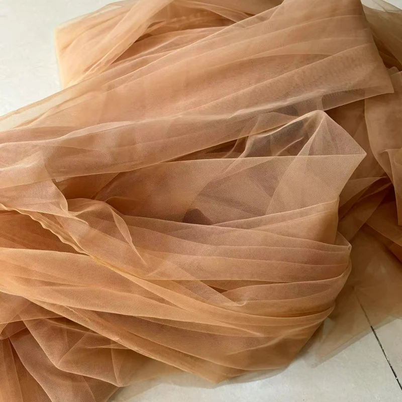 Brown Nude Grey Soft Tulle Fabric Wedding Celebration Curtain Clothing Mesh Layout Chair Back Yarn Tutu DIY Sewing Material