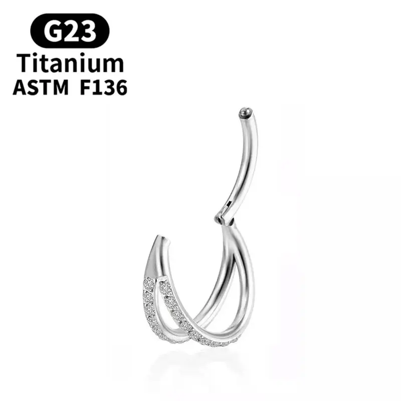 G23 Titanium Piercing Nose Ring earrings For Women Zircon Nose Labret Ear Ring Tragus Cartilage ASTM F136 Body Jewelry
