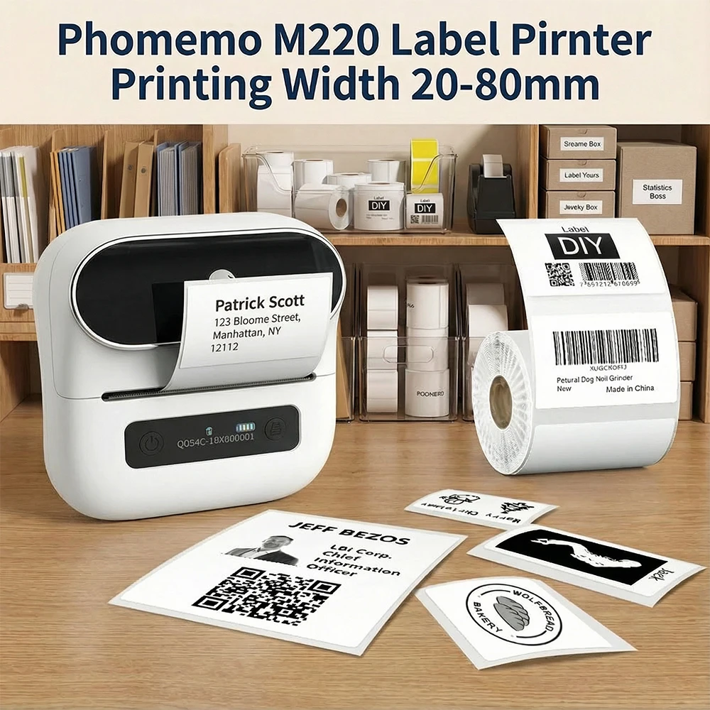 Zodzi M220 Label Printer 75mm Thermal Label Maker for Barcode Address ...