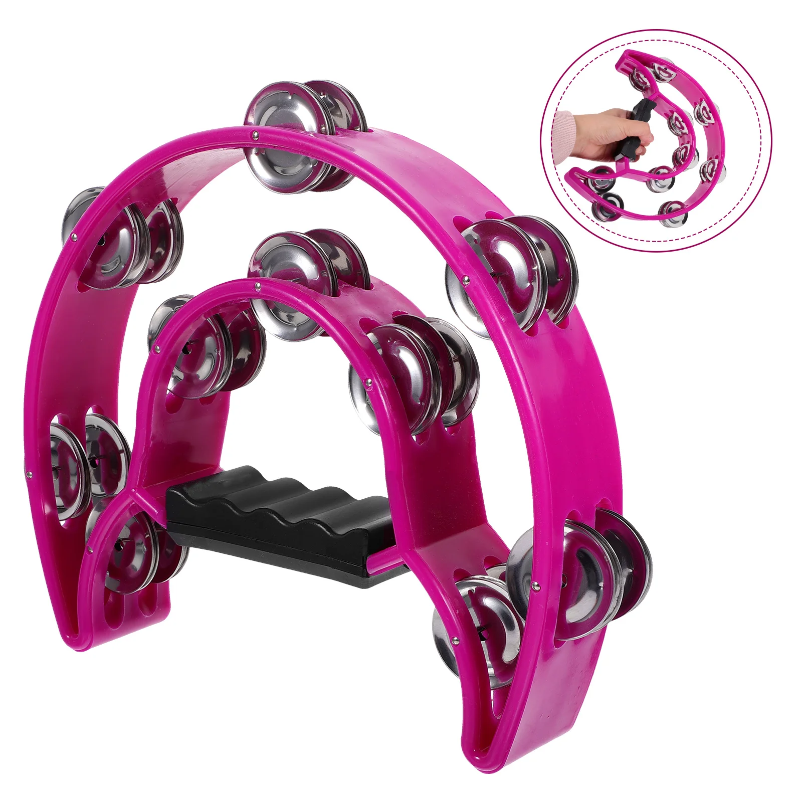 

Hand Drum Crank Instruments Tambourine Bells Half Moon Foot Iron Tambourines for Adults