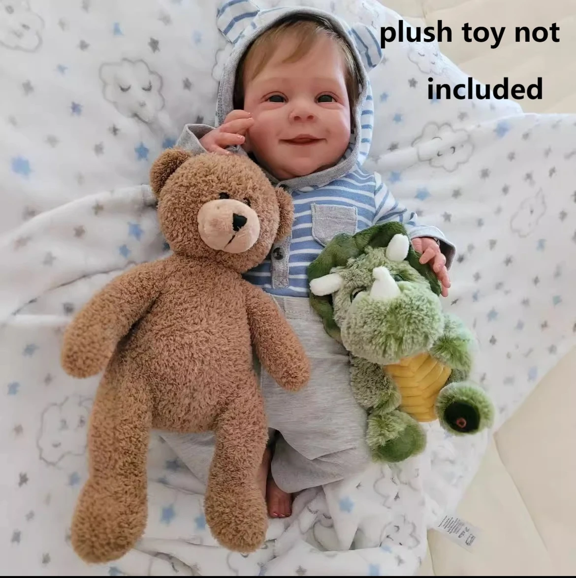 19-calowa, ultra realistyczna lalka Reborn Baby Boy - wykwintnie wykonany, realistyczny noworodek z skórą 3D, wędzonymi włosami i widocznymi żyłkami