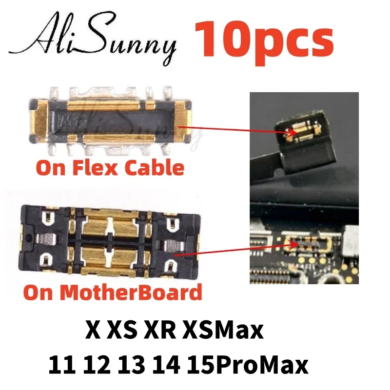 AliSunny 10 قطعة FPC على كابل البطارية المرن آيفون 14 13 12 11 برو ماكس X XR 8 Plus موصل كليب التوصيل #1