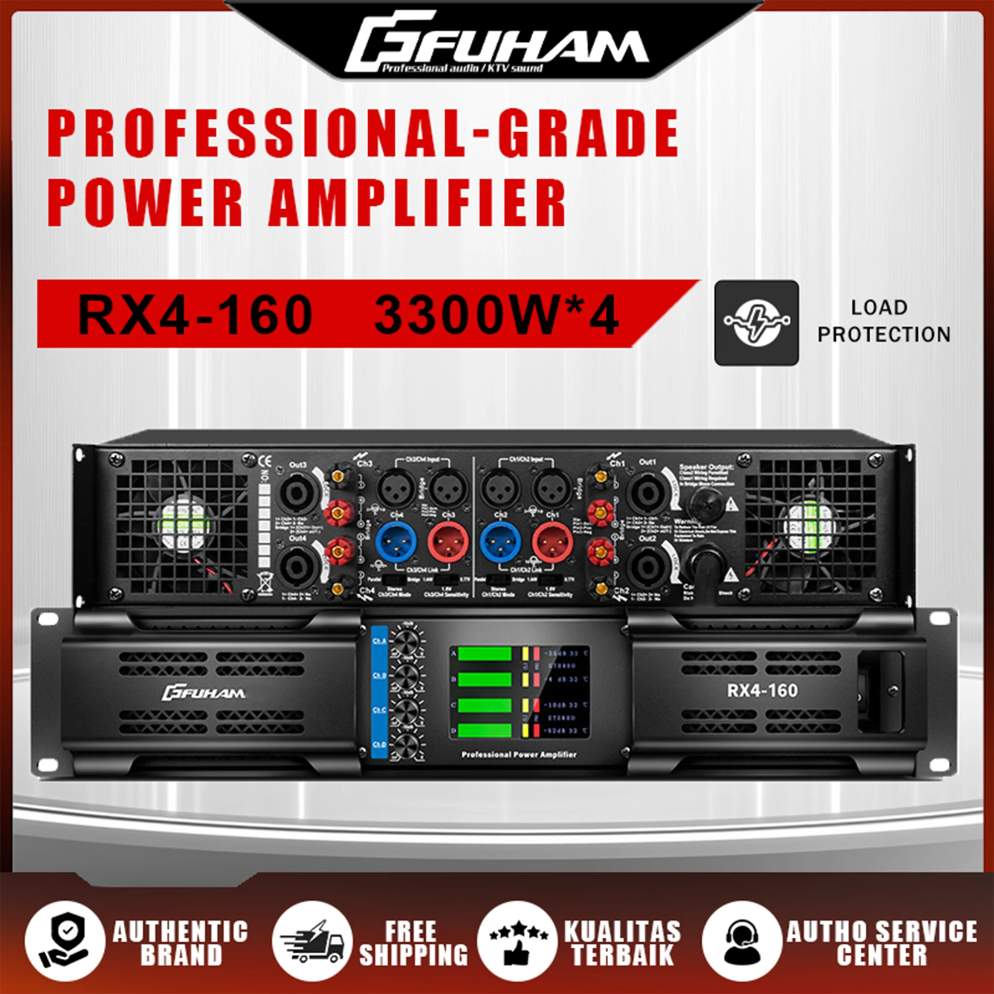 FUHAM RX4-160 3300W 8-Ohm 4-Channel Power Amplifier for Stage Performance Linear Array Speaker Systems Compatible