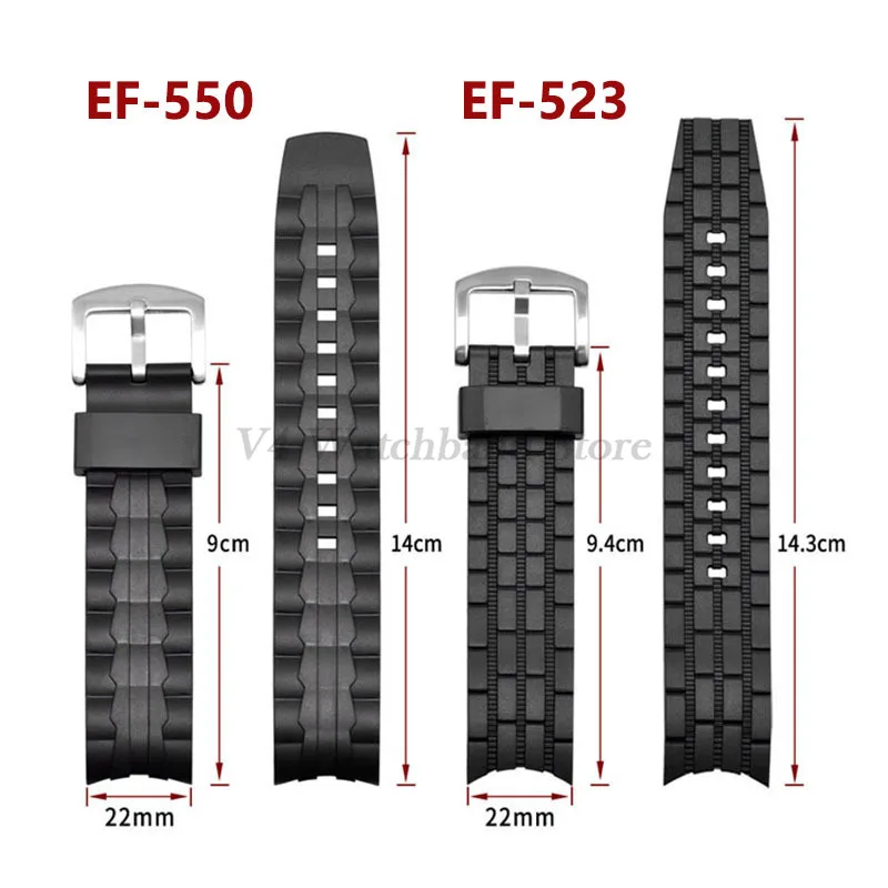 EF550 Watch Band for Casio Edifice EF-550D Series Steel Buckle Rubber Sports Soft Silicone Waterproof Strap 22mm