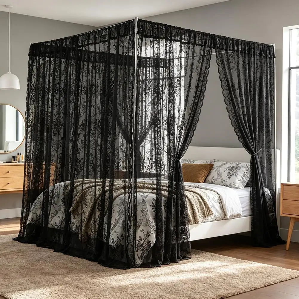 Romantic Lace Sheer Curtain, Flower Lace Window Curtains for Living Room Bedroom Home Decor Floral Embroidery Clear Lace Curtain