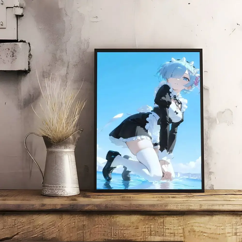 أنيمي إعادة صفر بدء الحياة في عالم آخر ملصق Rehm ذاتية اللصق جدار الفن لغرفة المعيشة غرفة نوم لا تتلاشى المنزل الحديث #6