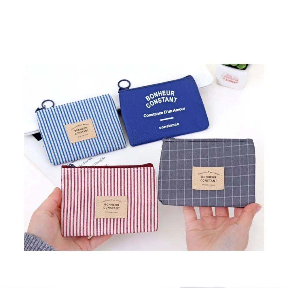 Durable Canvas Coin Bag Mini Cosmetic Bag Sanitary Napkin Storage Bag Women Girls