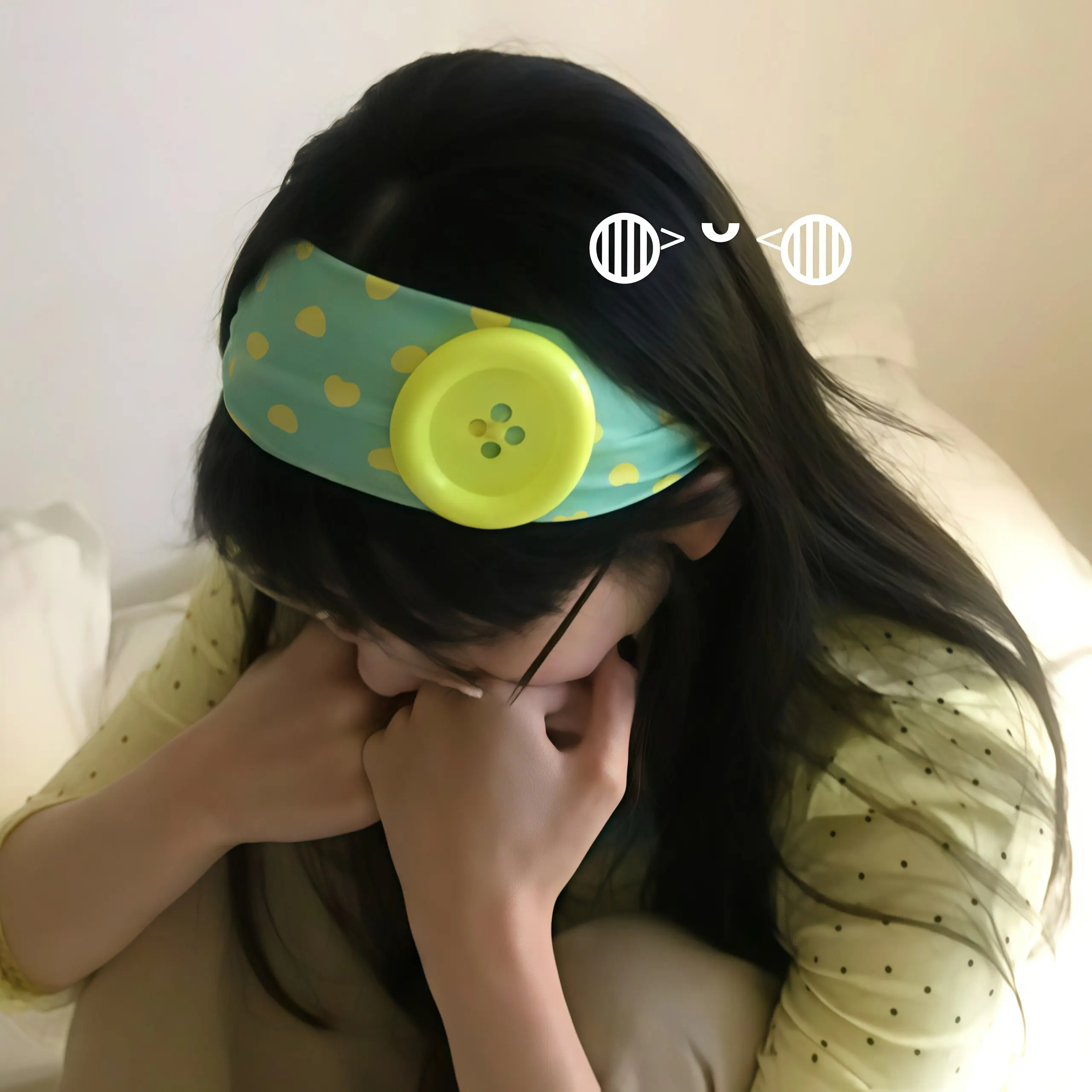 Vintage Women's Polka Dot Button Headband Spicy Girl Ins Y2K Japanese Trendy Headband Sweet Cool Sports Yoga Headband