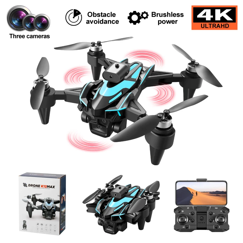 K12 MAX Mini Drone 4K Profesional HD Camera Obstacle Avoidance Aerial Brushless Motor Foldable UAV For Men's Child Gift Toys