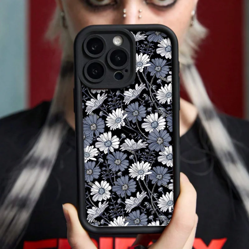 حافظة هاتف بنمط أقحوان مناسبة لهاتف آيفون 17 16 15 14 13 12 11 Pro/Max/Plus غطاء خلفي مضاد للسقوط ومقاوم للصدمات