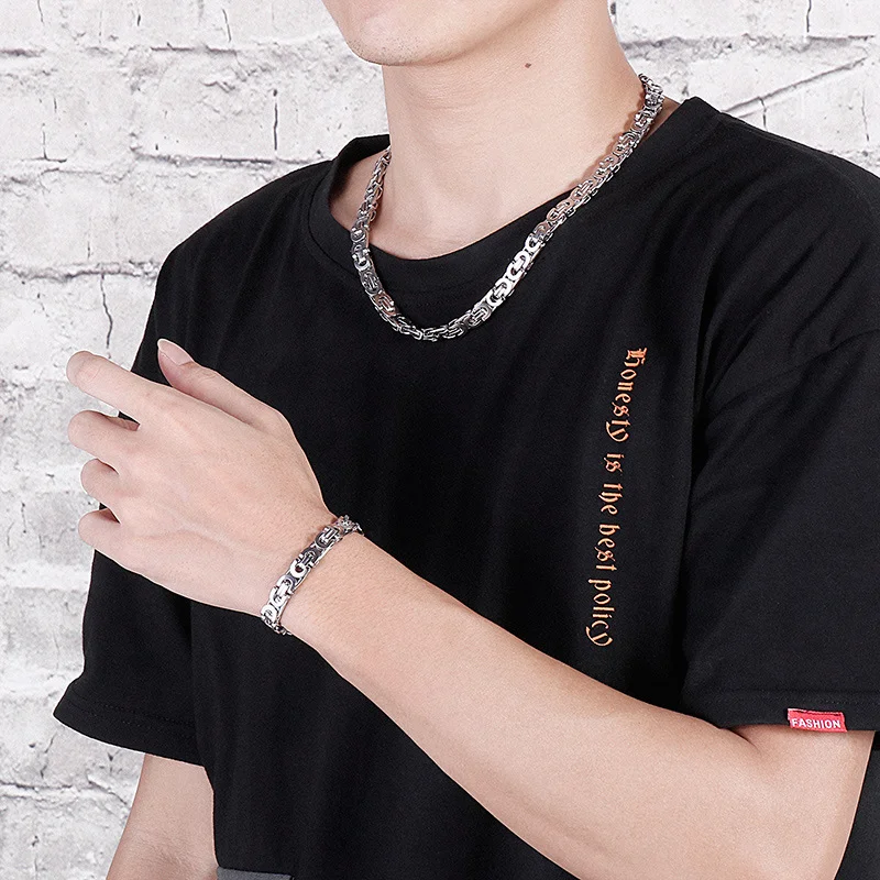 Fongten 45/50/55/60cm Stainless Steel Creative Paperclip Necklace Punk Fashion Style Men Chain Trendy Jewelry Birthday Party