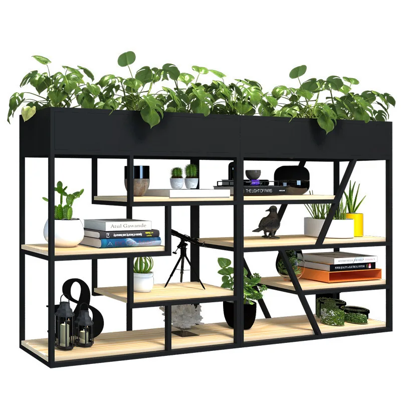 

Modern simple office corridor decoration green flower stand green dill multi-functional shelf