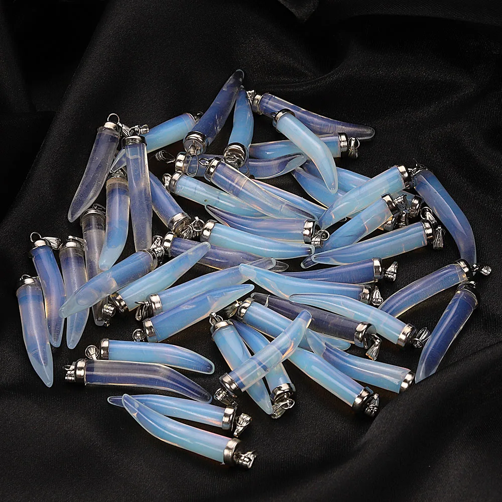 

QianBei 50pcs Stones Natural Carved Opal Opalite Pepper Beads Chakra Healing Reiki For Necklace Pendant Making