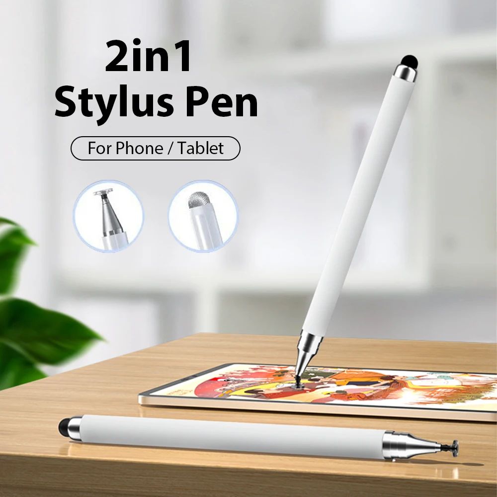 Universal 2 em 1 Caneta Stylus para iPhone 15, Telefone Samsung, Celular Android, Tablet, iPad Air, Lápis de Toque, Lápis de Desenho