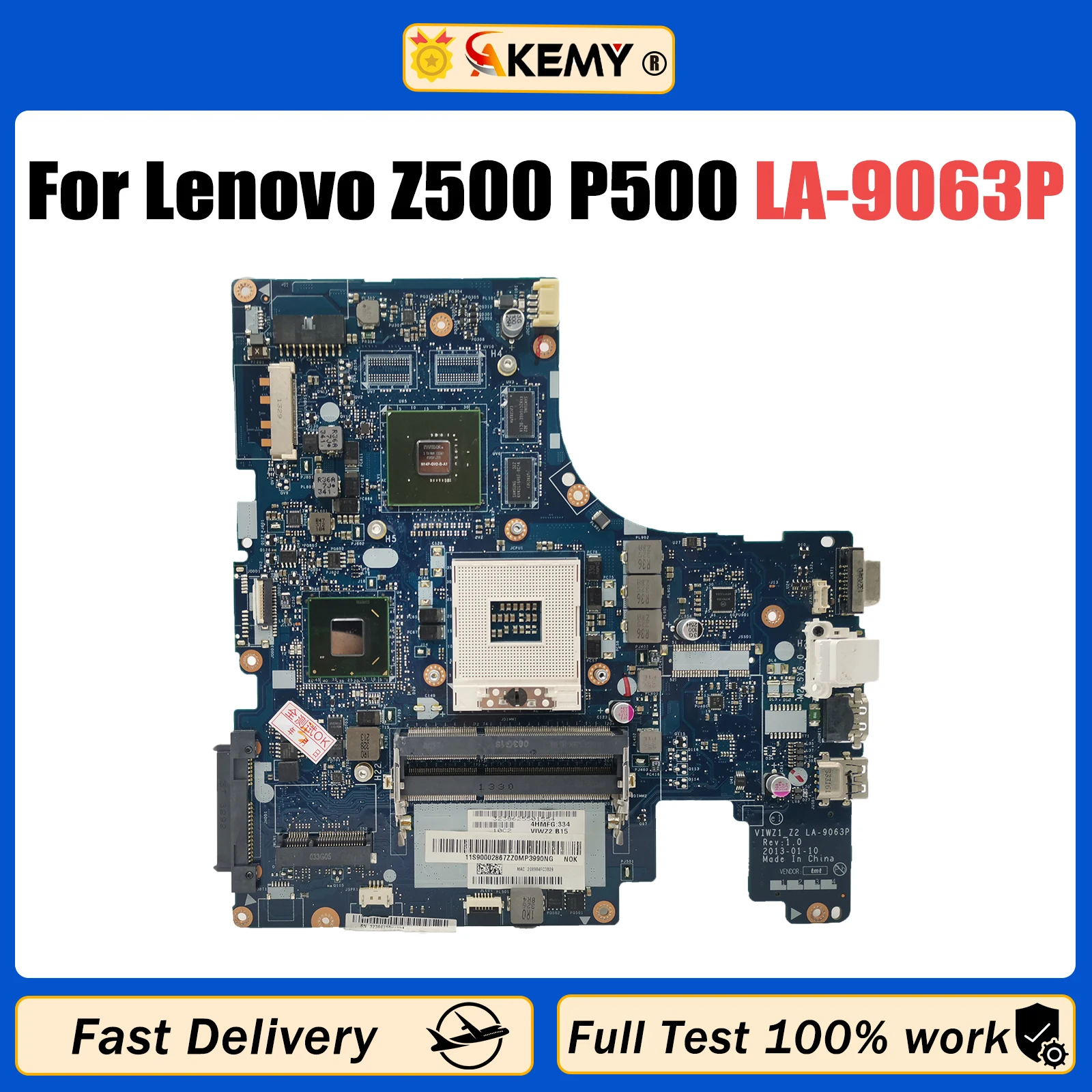 

AKEMY VIWZ1_Z2 LA-9063P Mainboard For Lenovo Z500 P500 Laptop Motherboard SLJ8E HM76 100% Fully Tested Good