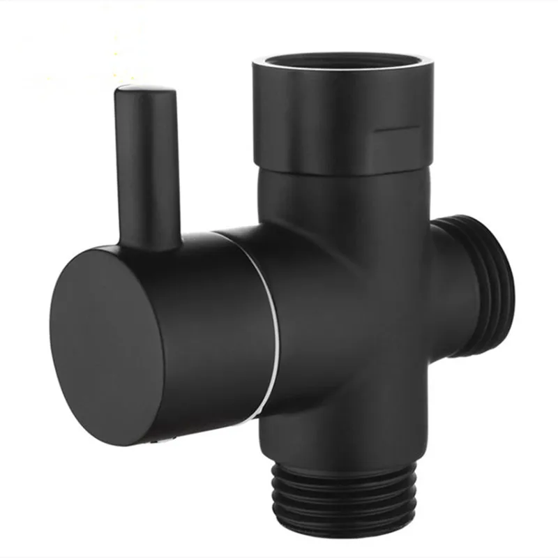 Brass Black 3-way Diverter Valve for Handheld Shower Head or Bath Tap Switch Outlet T Valve T Adapter