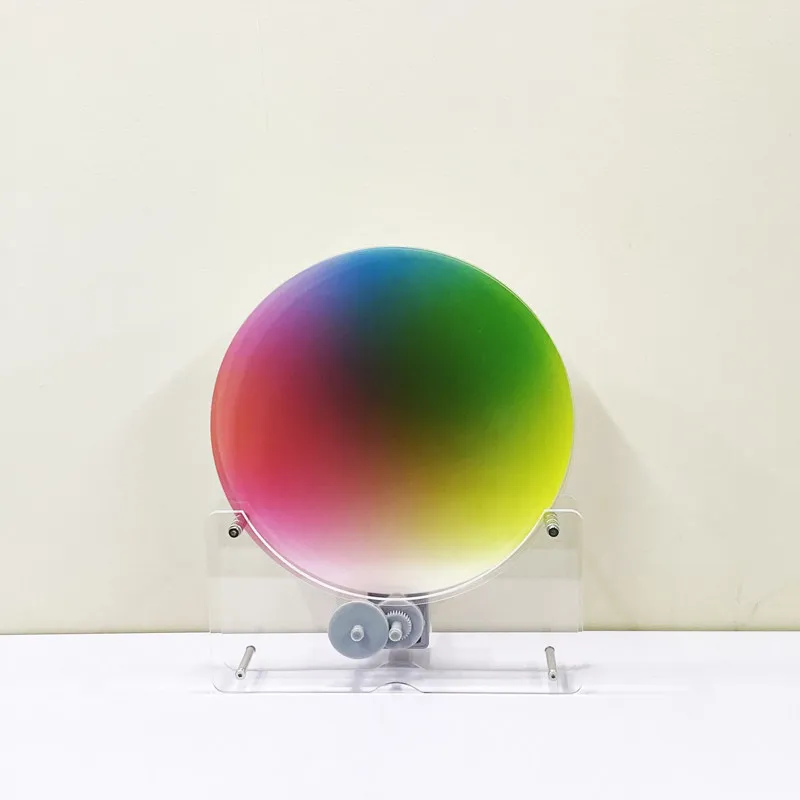 Electric gradual change color disc desktop ornament, rotating three primary table