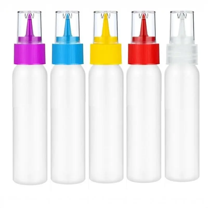 Nachfüllbare 30-60ml PE-Kunststoff-Quetschflaschen mit Staubdichtem Langspitzenverschluss, Mattierte Behälter für Kuchendekoration und Beschriftung – Detail 13