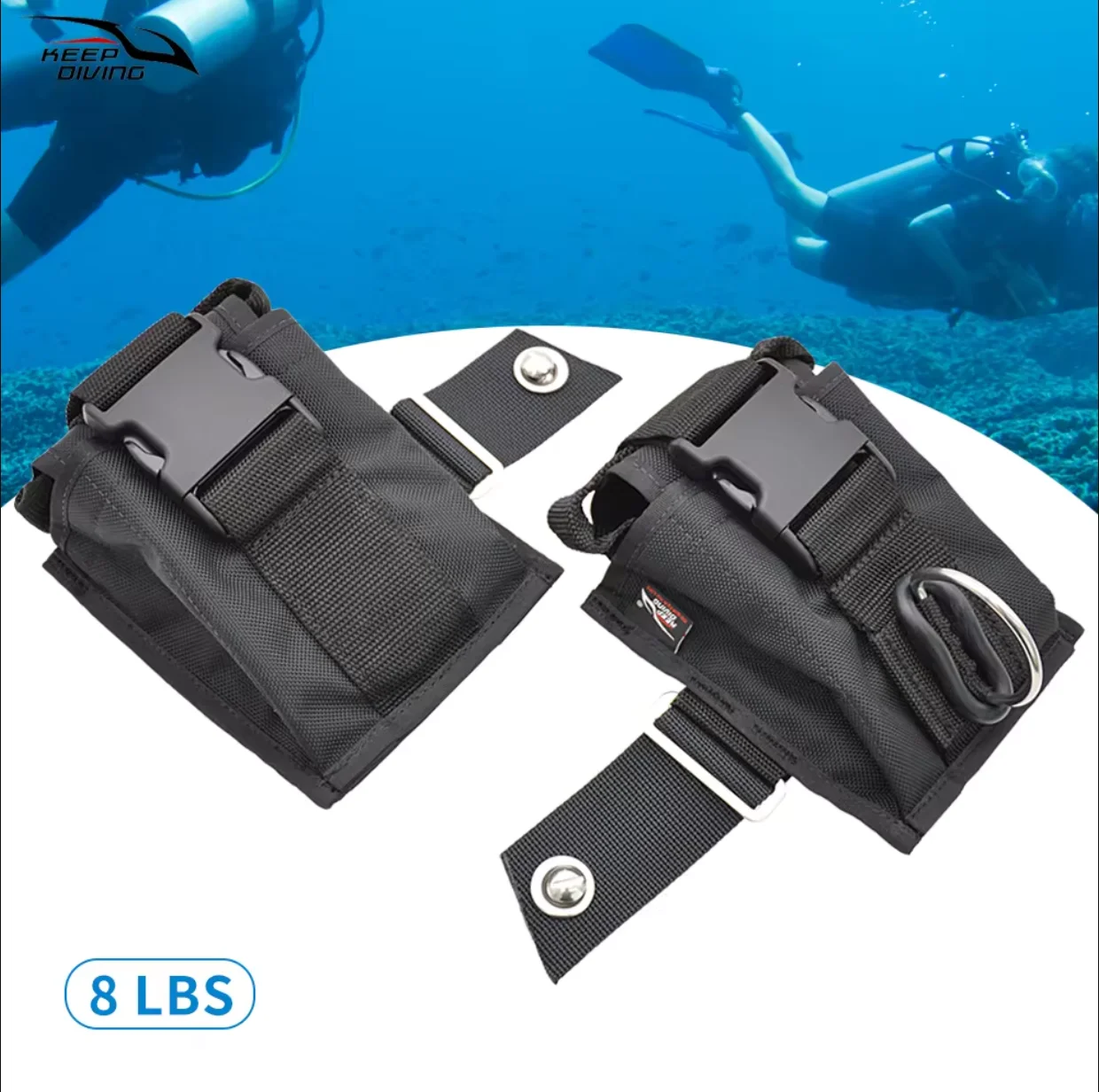 

Scuba Diving BCD 8LBS Weight Bag Diving Backplate Storage Bag Weight Belt Lead Pocket With Inner Pocket Professional Accessories