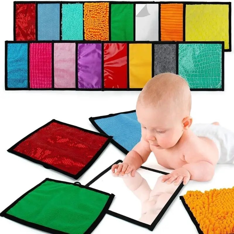 A5YC 16Pcs Infant Exploration Mat Machine Washable Multi Texture Design Sensory Toy For Sensory Development