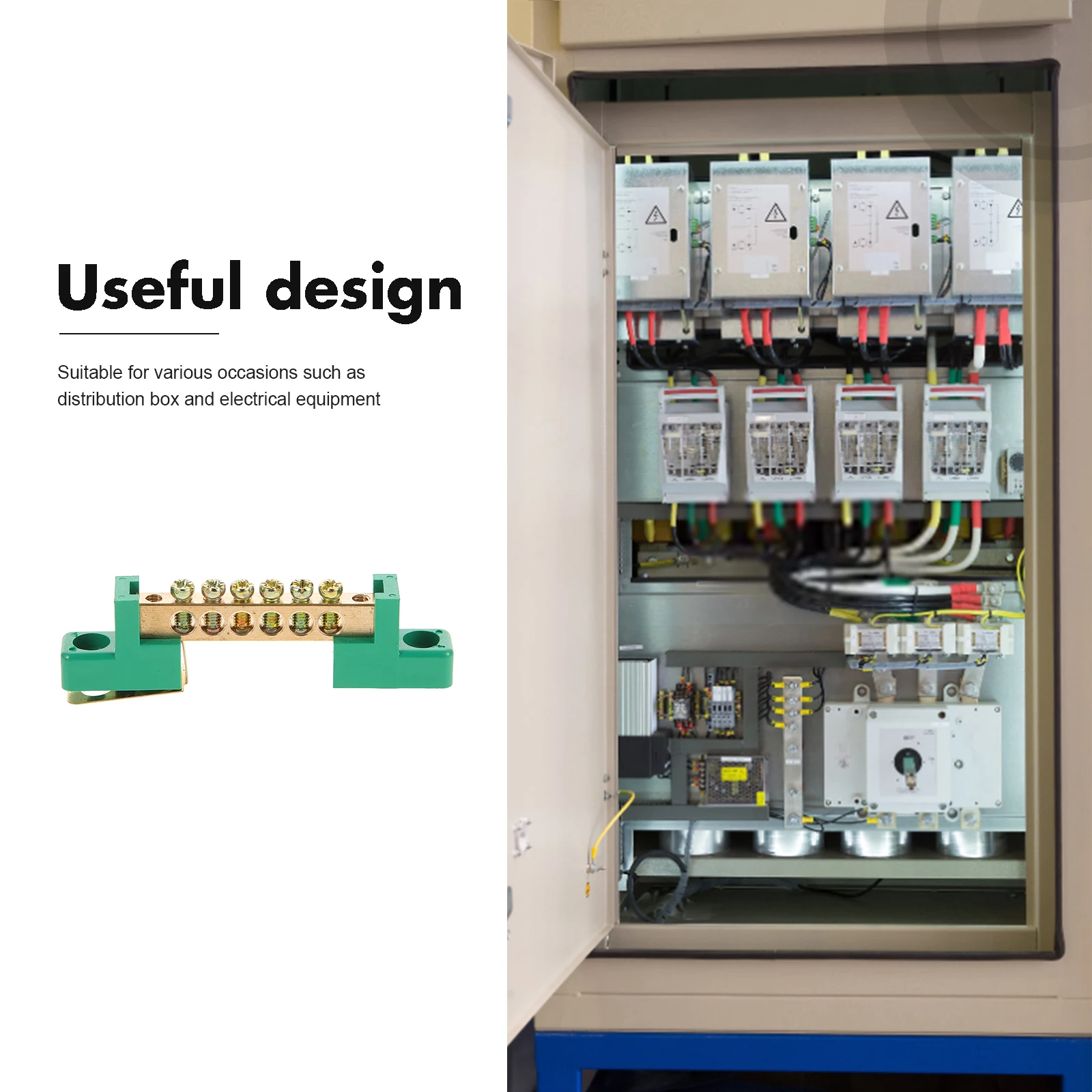 

2pcs Copper Ground Bars Conductive Secure Wire Connection 6 Terminal Positions Ground Bus Bar Distribution Cabinet