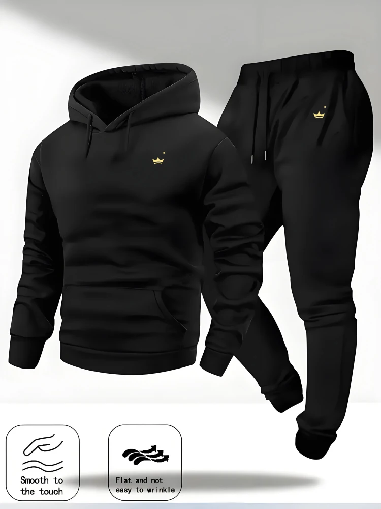 2025 Crown Logo Printed Autumn/Winter Fashion New Hooded Sportswear Outdoor Fashion Versatile Casual Sportswear and Pants
