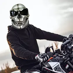 Skull Skeleton Helmet Visor Flip Up Motorcycle Helmet Cool Skull Mask Skeleton Motocross Helmet Motorcycle Accessories