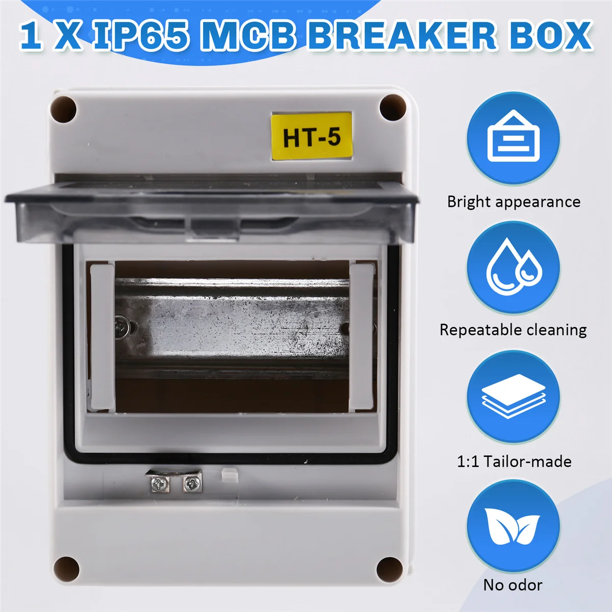 BAAQ HT Series Junction Box 5WAY PC IP65 Waterproof Distribution Box Outdoor Electrical for Circuit Breaker with Lock