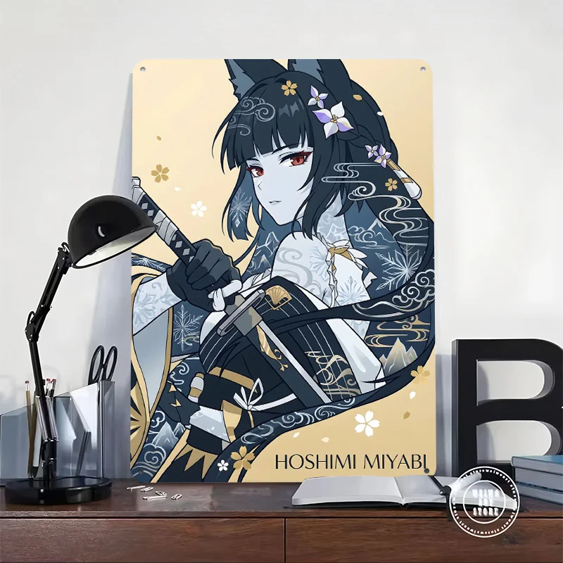 Zenless Zone Zero Hoshimi Miyabi Personalized 3D Textured Metal Poster Wall Art Vintage Tin Signs for Room Decor Wand Deko Home