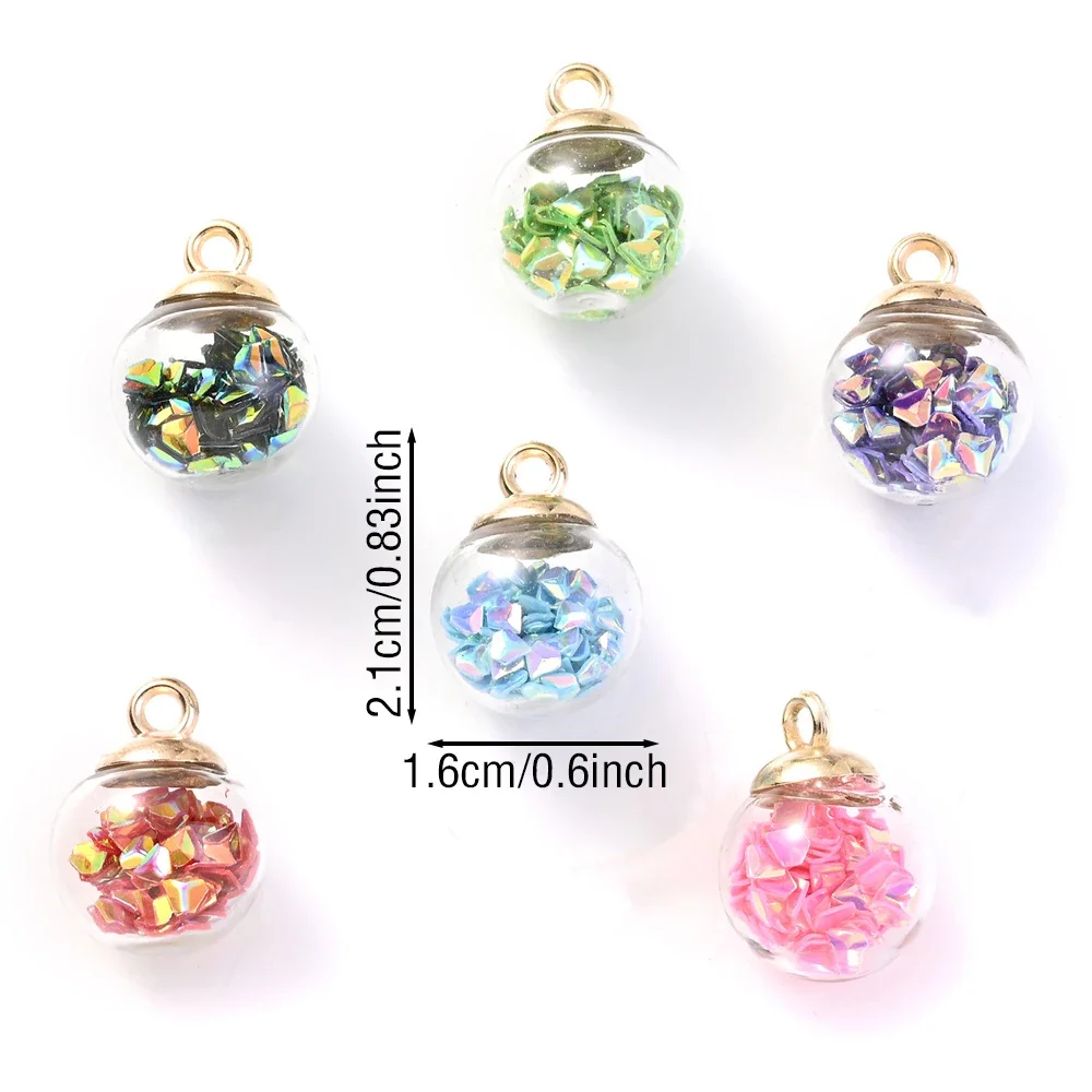 10Pcs Transparent Glass Ball with Rhinestone Beads for DIY Making