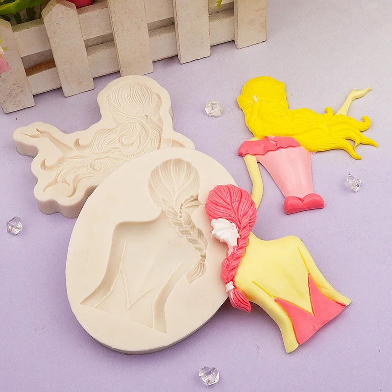 Silicone Mold Pretty Girl Back Shadow Kitchen Baking Tools For DIY Chocolate Cake Candy Fondant Decoration Moulds