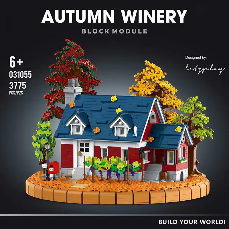 Street View Series Autumn Winery Modular Building Bricks Creative Expert Wine Estate Model Bricks Toys For Kid Birthday Gift MOC