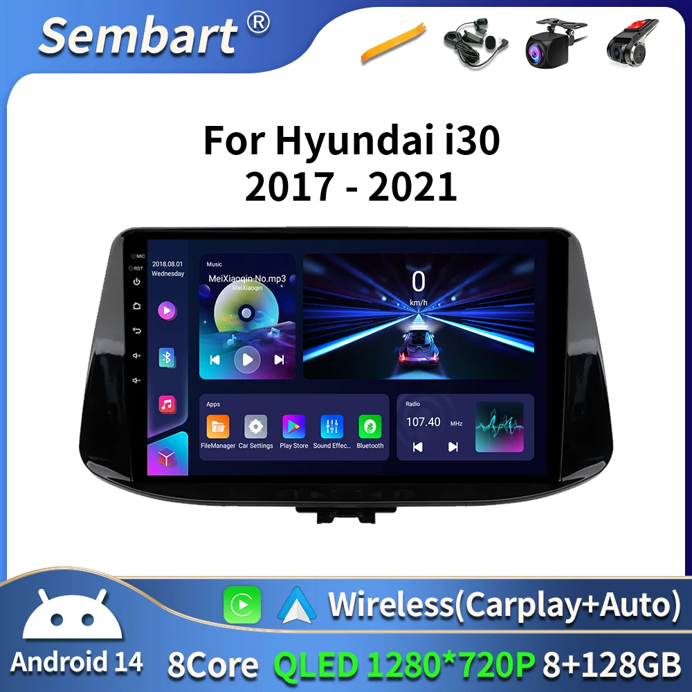 

Android Auto For Hyundai i30 2017 2021 Wireless Carplay Car Radio Multimedia Player GPS Navigation Bluetooth WIFI+4G DSP Stereo