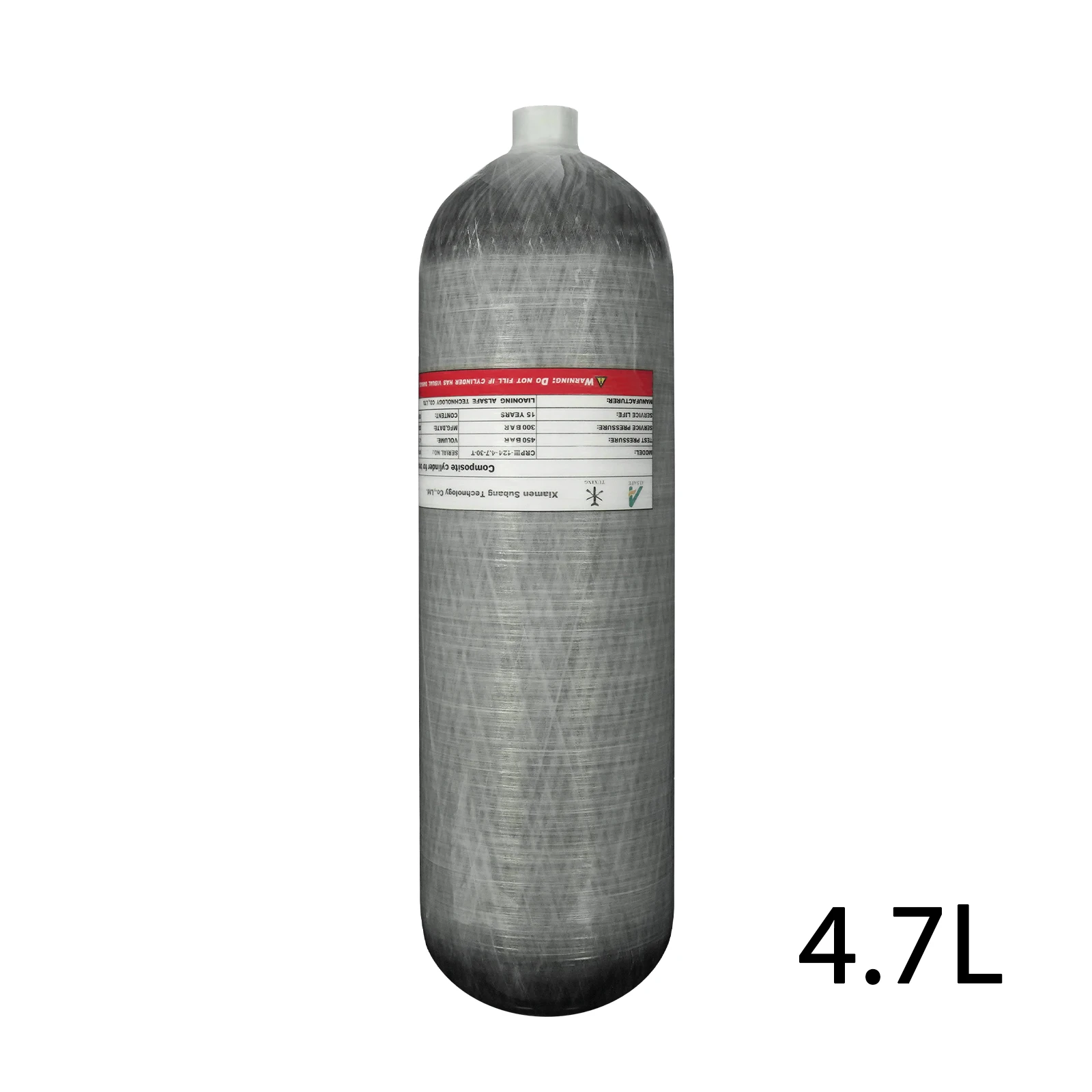 TUXING 4.7L Carbon Fiber Cylinders 4500Psi 300Bar High Pressure Cylinders for HPA Scuba Diving Tank Thread M18*1.5