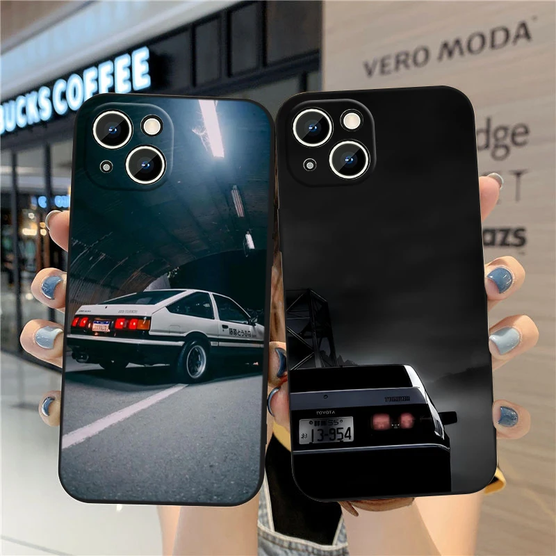 Initial-D F-ujiwara Tofu Shop For Apple iPhone 15 14 13 12 Mini 11 XS XR X 8 7 Pro Max Plus Soft Silicone Black Phone Case