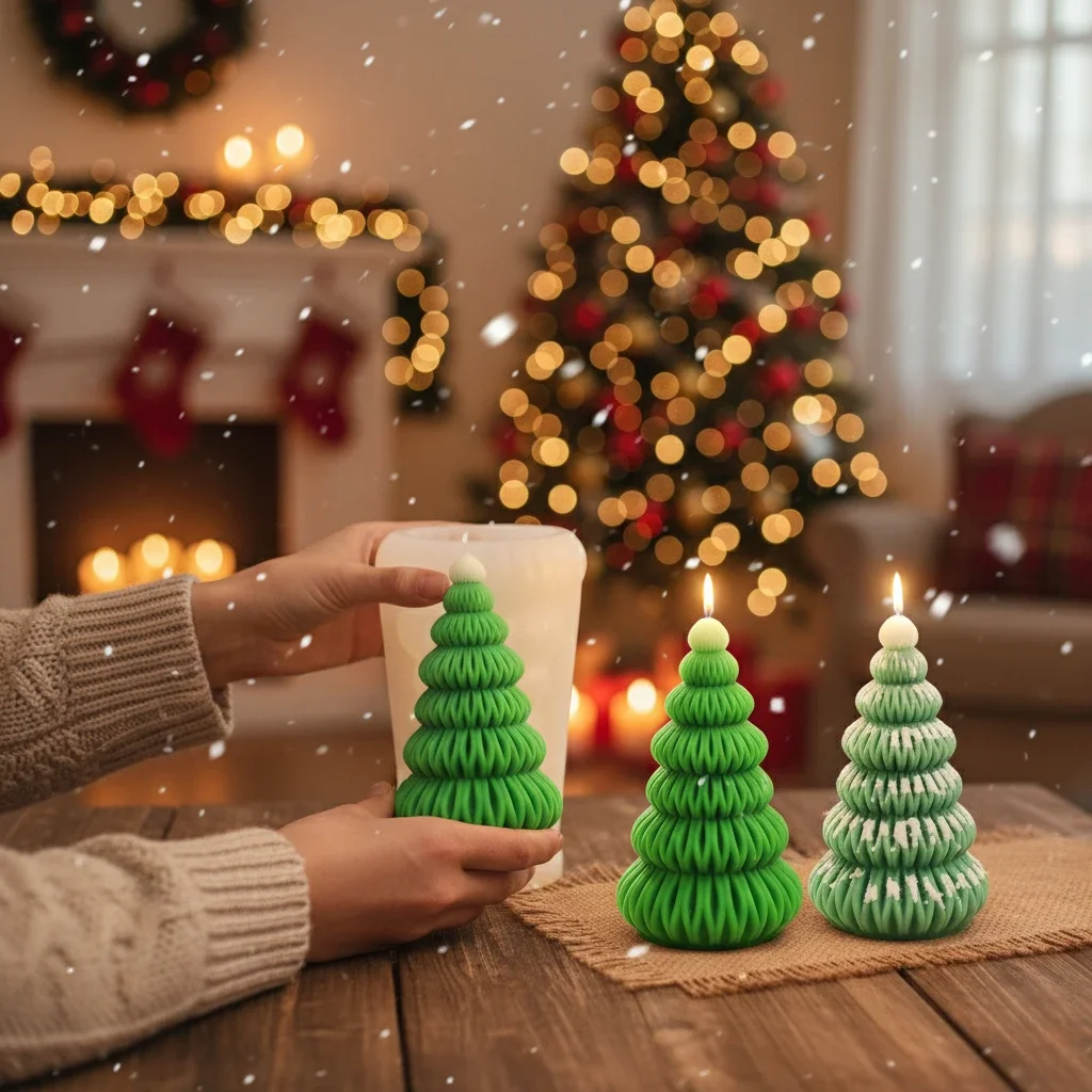 3D-Weihnachtsbaum-Silikonform, antihaftbeschichtet, flexibel, leicht zu lösen, für DIY-Kerzenherstellung, Gips, Kunstharz, Basteln und Diffuserstein