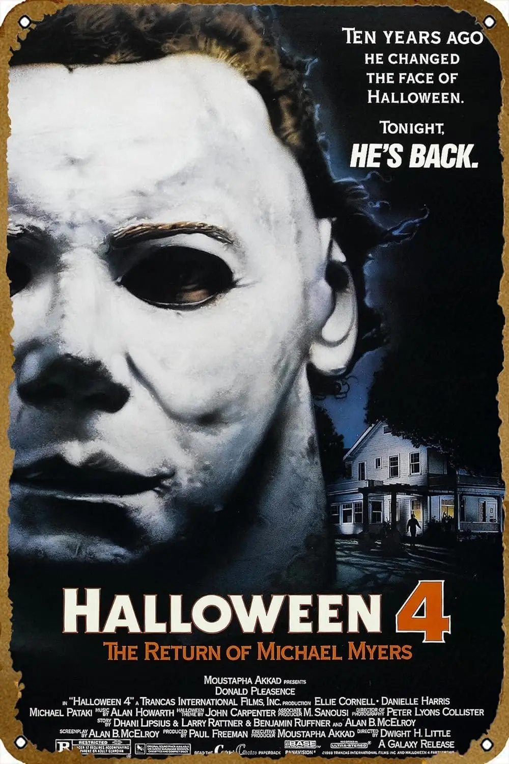 Halloween 4: The Return of Michael Myers (1988) Vintage Horror Movie Tin Sign Retro Creepy Classic Scary Movie Film Metal Poster