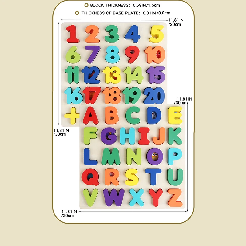 1pc Alfabet Leren Houten Puzzelbord Speelgoed met Cartoon Dierenpatronen Woord Leren Bouwbord voor kinderen vanaf 3 jaar