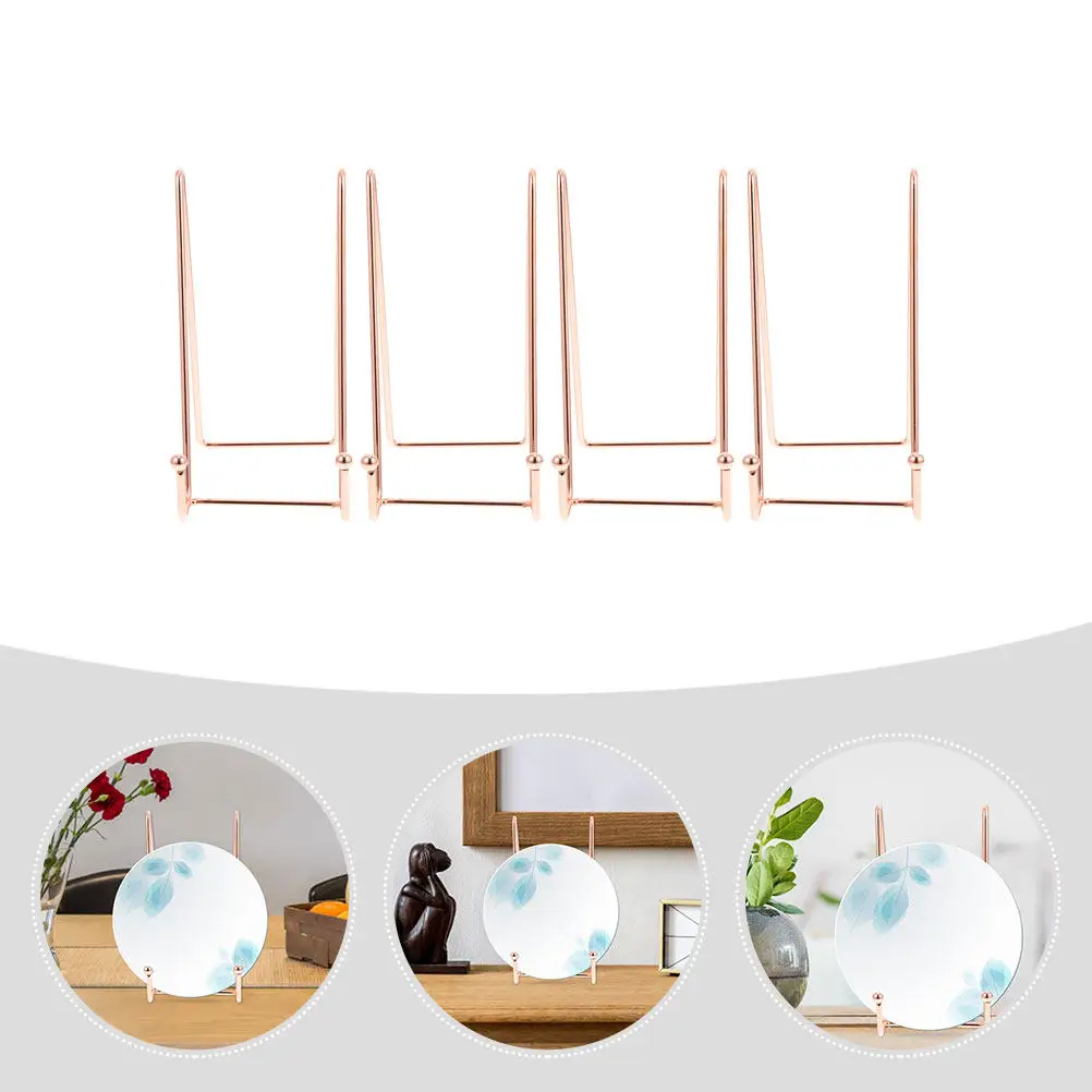 4Pcs Iron Display Book Stand Desktop Rack Book Magazine Holder Showcase Shelf Countertop Organizer for Artwork