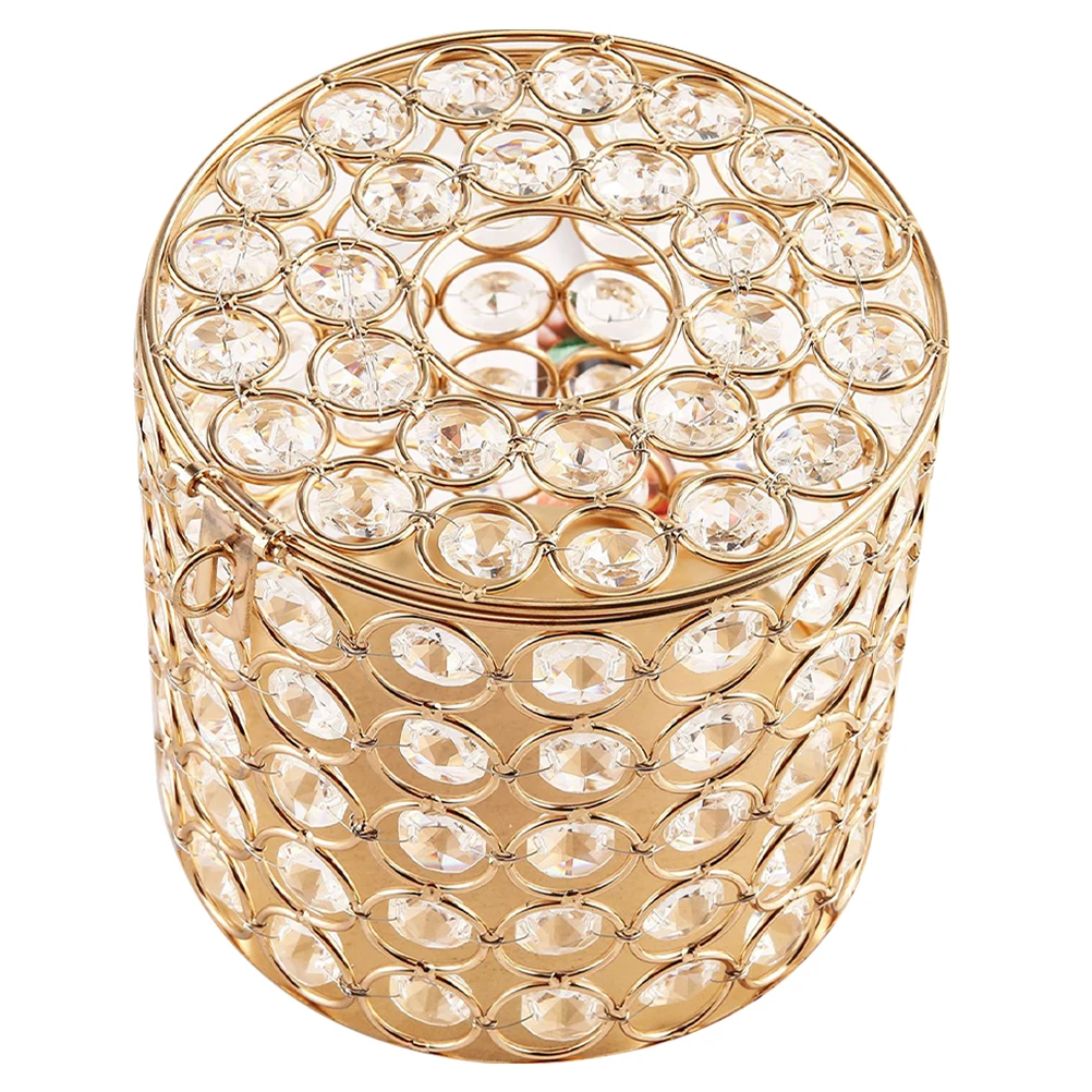 

Luxury Gold Crystal Tissue Box Cover Round Napkin Holder For Bathroom Bedroom Home Compact Size Easy Carry Reusable Cylinder