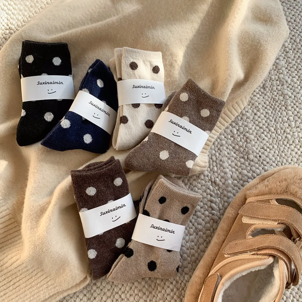 

Winter Wool Socks Soft Women'S Home Socks Polka Dot Socks Versatile For Sleeping Bridesmaids Outdoor